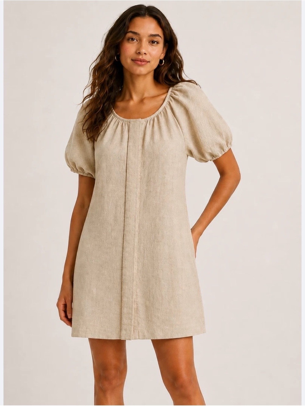 J. Crew Cream Linen Puff Sleeve Tunic